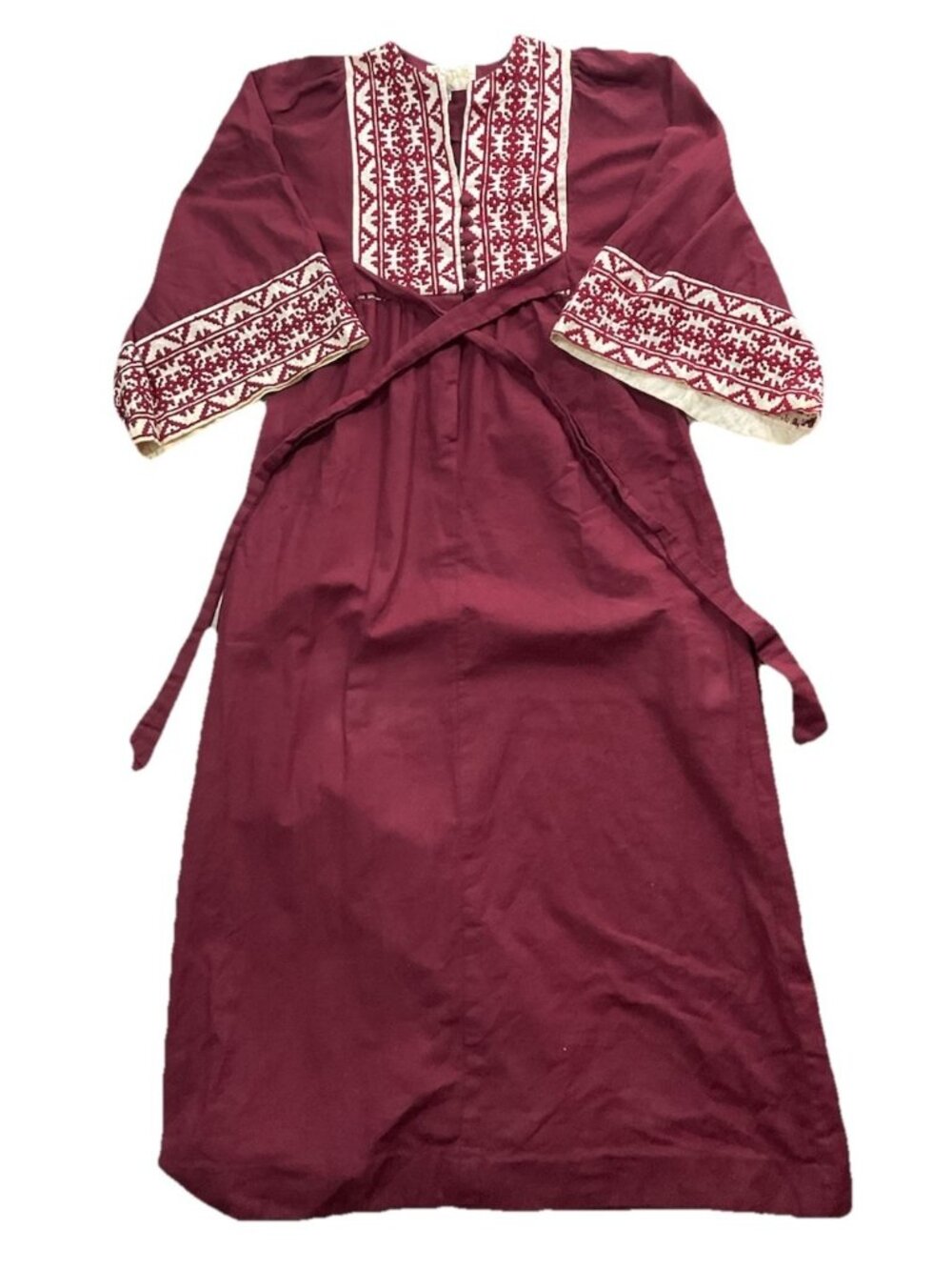 Vtg Rae Rag Dolls San Fransico Dress Maroon Bohemian Small (see Measurement)